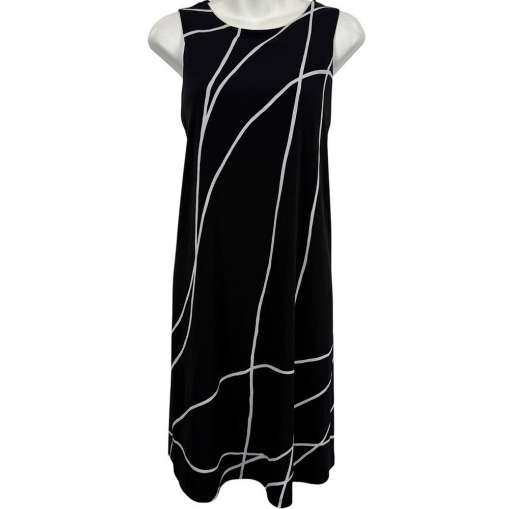 Ciara Sun Woo Womens Black White Print Shift Sleeveless Mini Summer Dress sz S